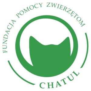 Logo Fundacji CHATUL przedstawiające zieloną sylwetkę kota i nazwę organizacji.